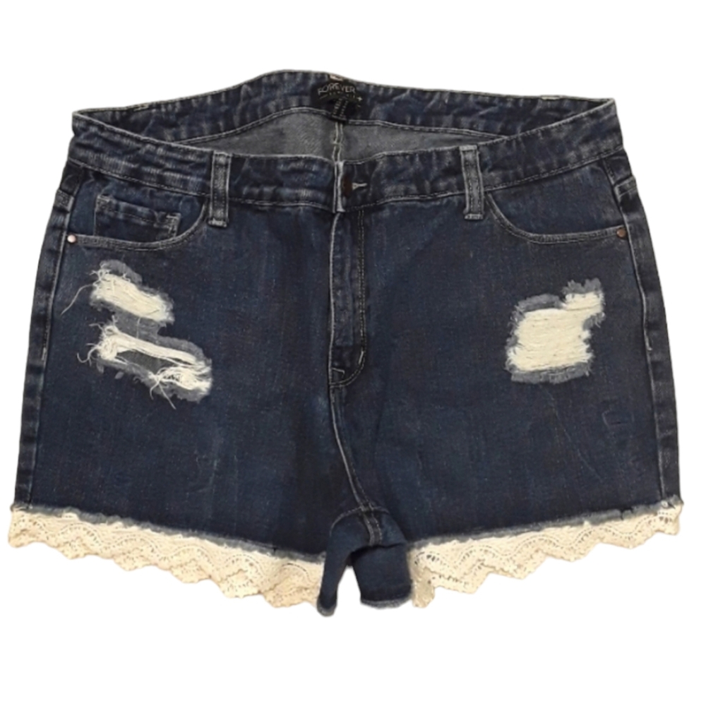 Forever 21+ Distressed Jean Shorts. Women's Plus Size: Waist 14x04 Inseam.